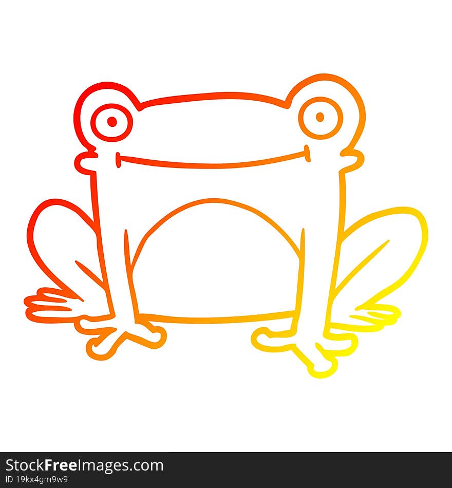 warm gradient line drawing cartoon frog