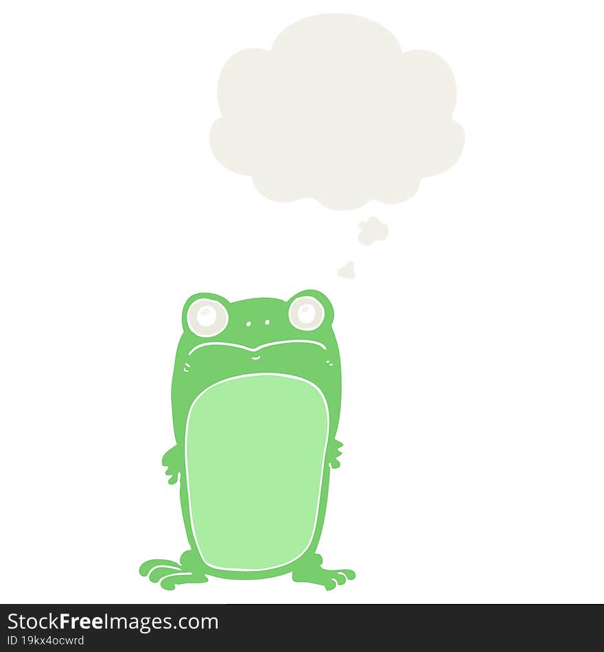 Cartoon Staring Frog And Thought Bubble In Retro Style