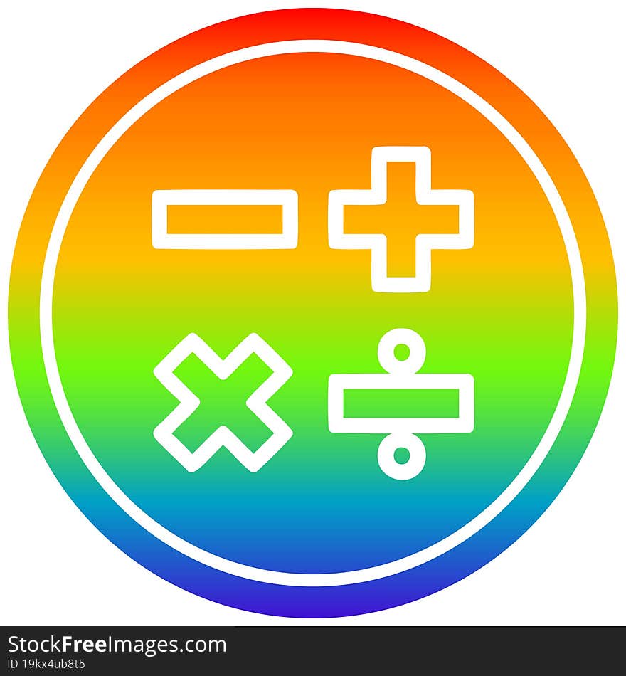 math with rainbow gradient finishs circular icon with rainbow gradient finish. math with rainbow gradient finishs circular icon with rainbow gradient finish