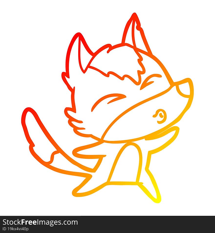 warm gradient line drawing cartoon wolf howling