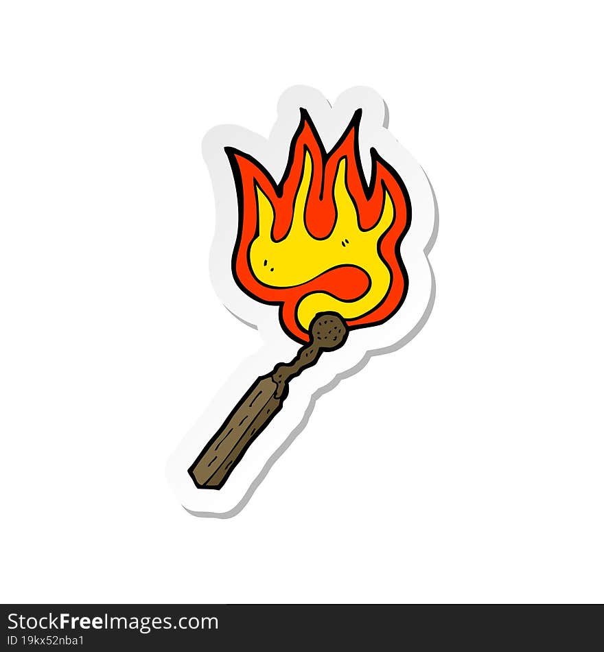 sticker of a cartoon burning match