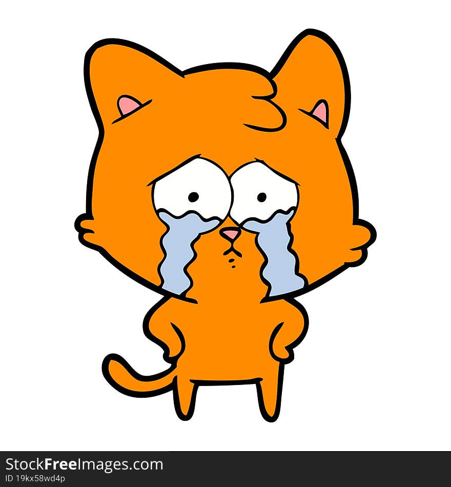 cartoon crying cat. cartoon crying cat