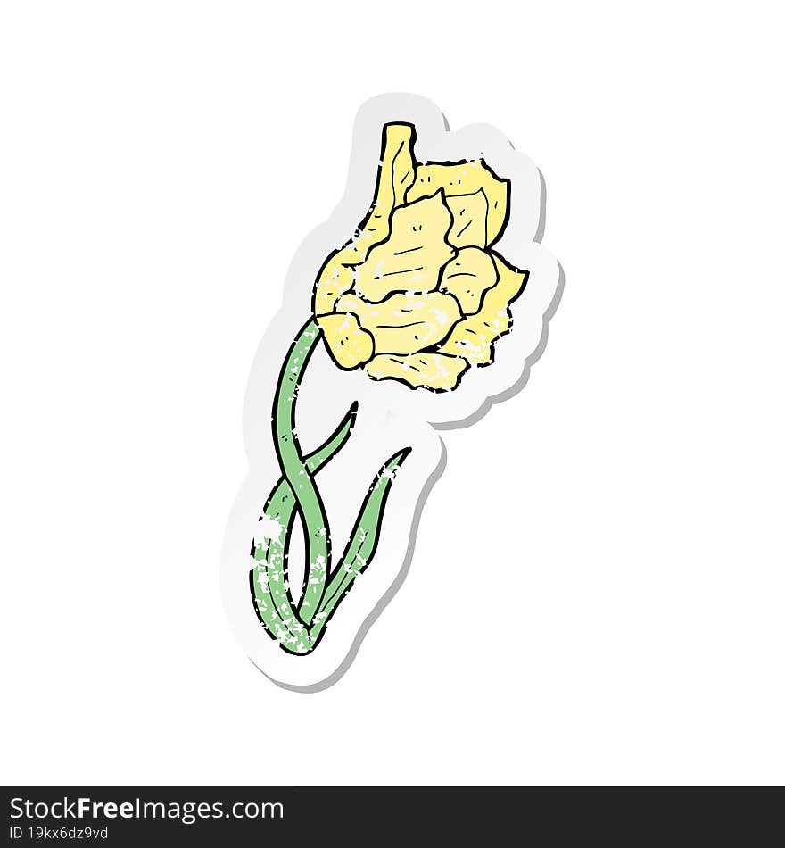 Retro Distressed Sticker Of A Cartoon Flower