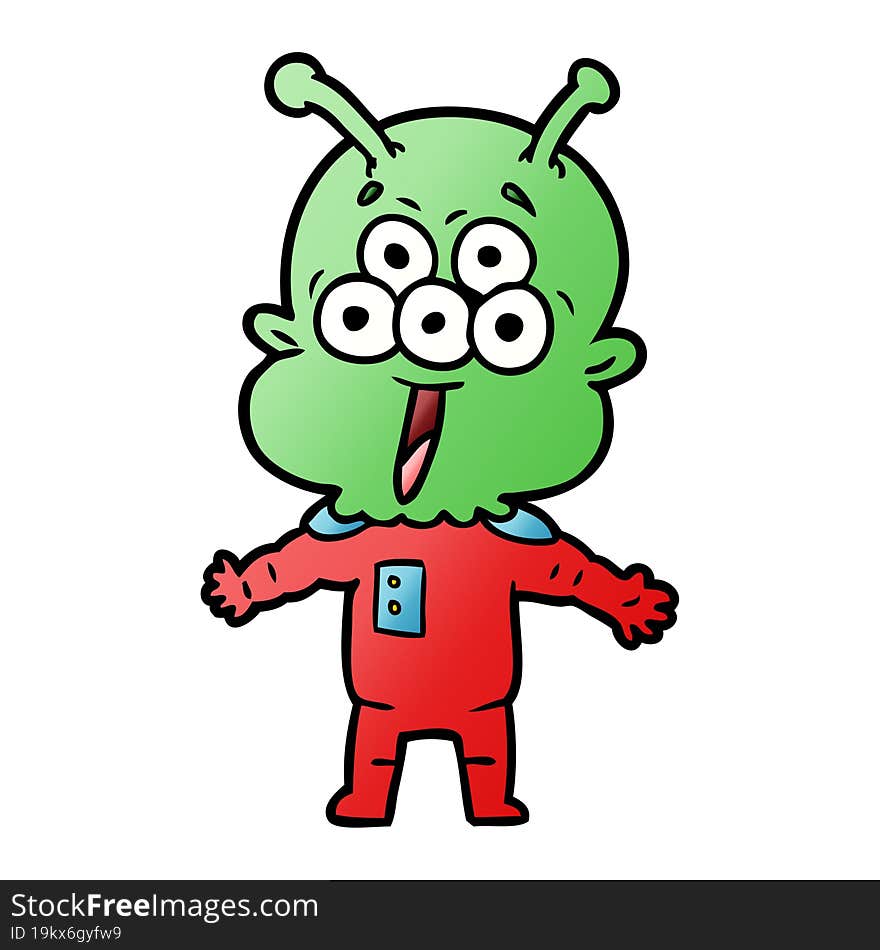 happy cartoon alien. happy cartoon alien