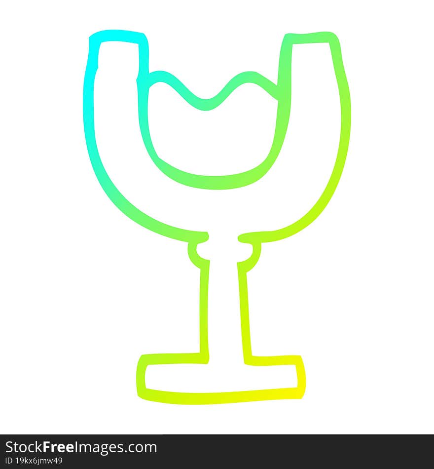 cold gradient line drawing cartoon glass of wine