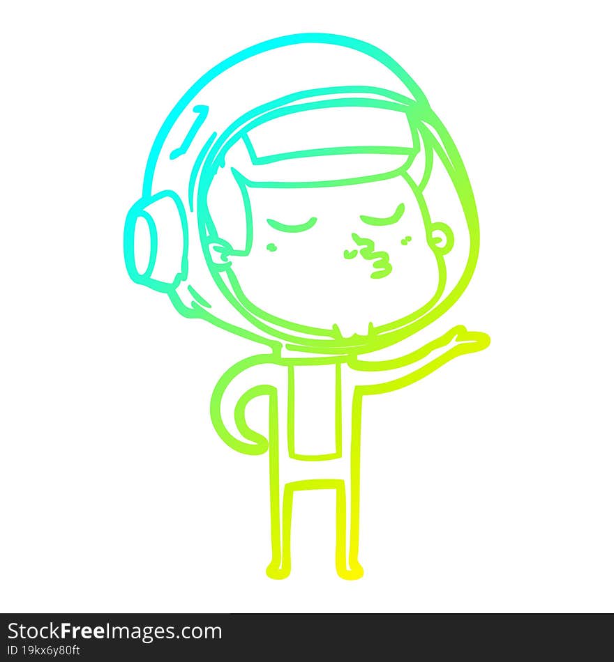 cold gradient line drawing cartoon confident astronaut