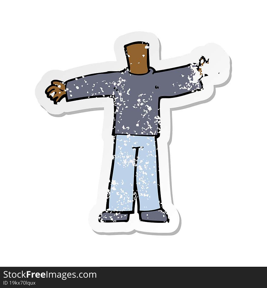 retro distressed sticker of a cartoon body with open arms