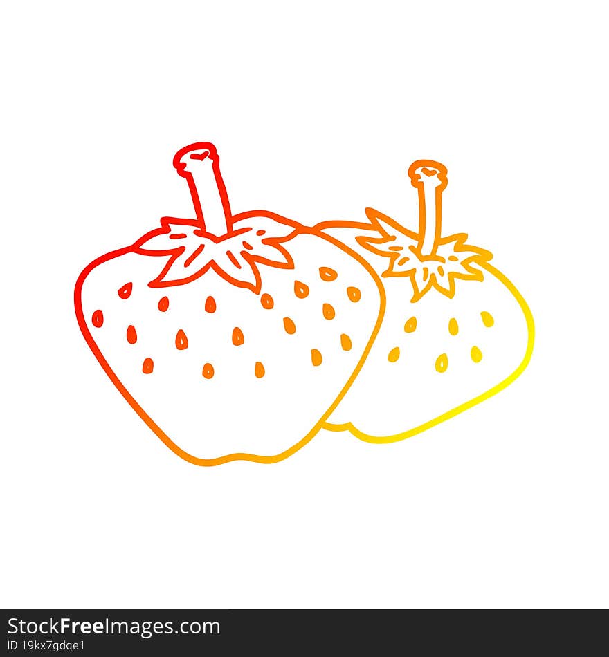 warm gradient line drawing cartoon strawberry