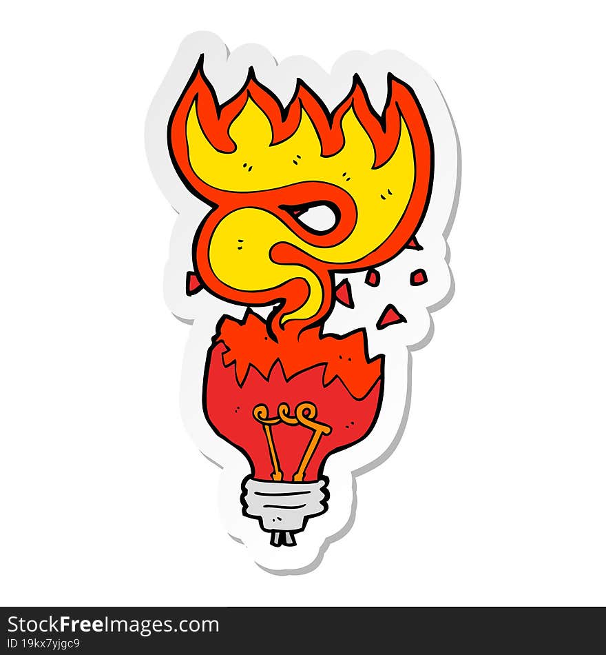 Sticker Of A Cartoon Red Light Bulb Exploding