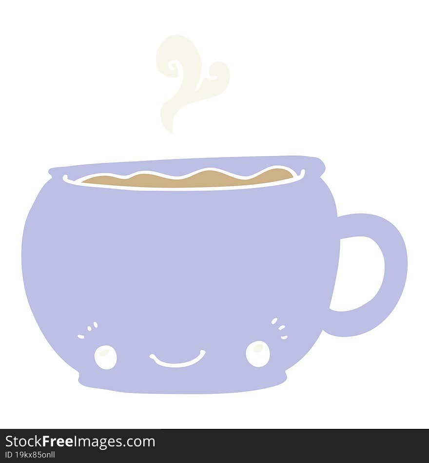 flat color style cartoon hot cup of coffee