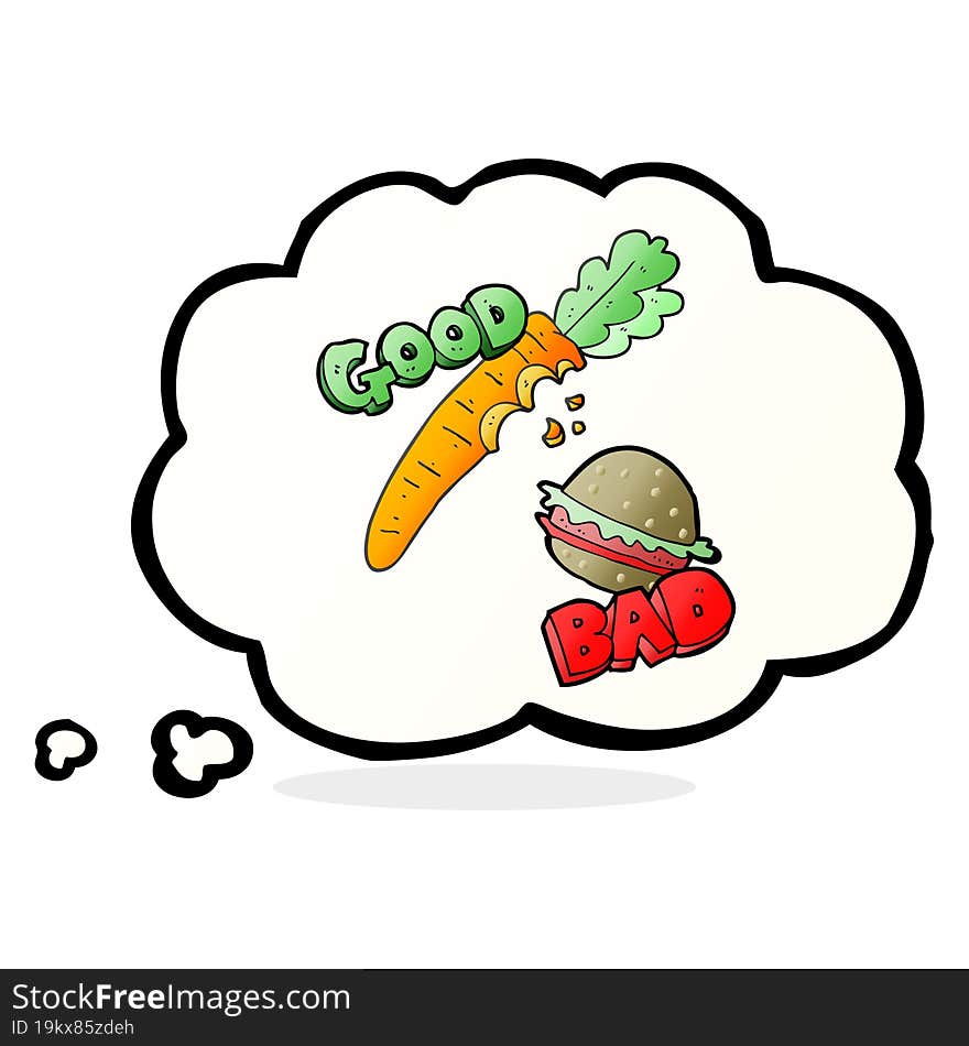 thought bubble cartoon good and bad food