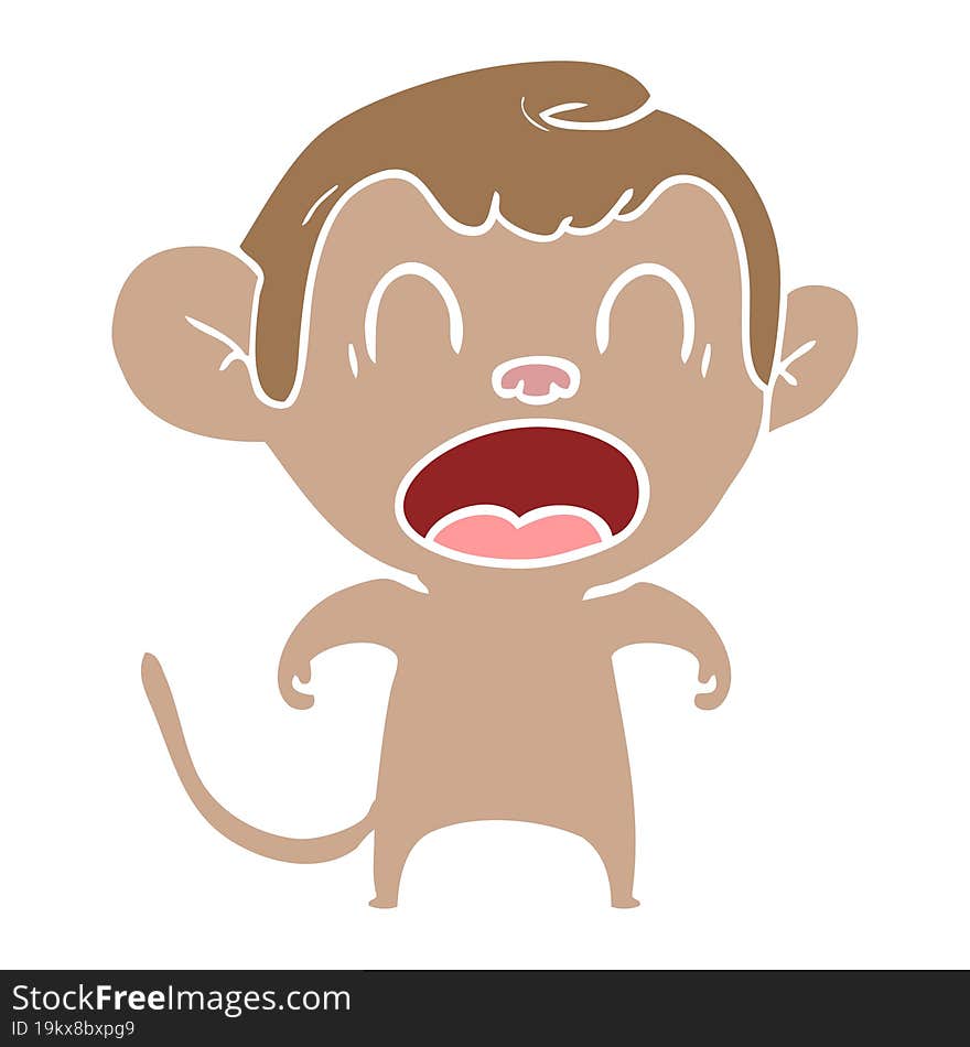 shouting flat color style cartoon monkey