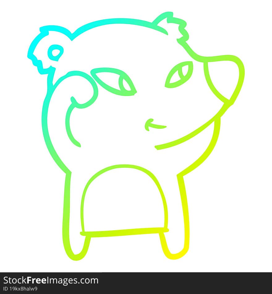 Cold Gradient Line Drawing Cute Cartoon Bear