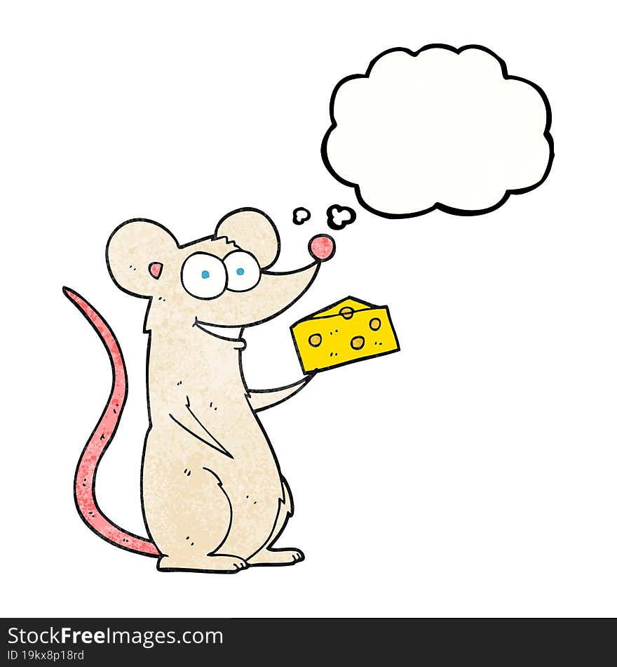 Thought Bubble Textured Cartoon Mouse With Cheese