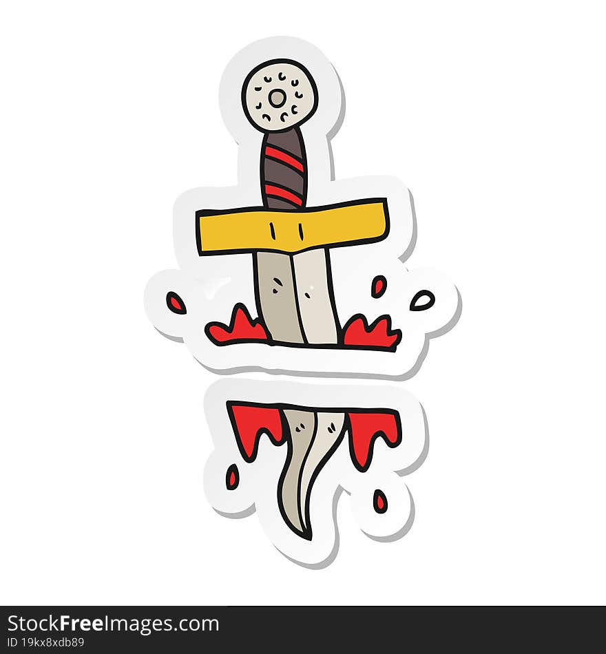 Sticker Of A Cartoon Dagger Tattoo