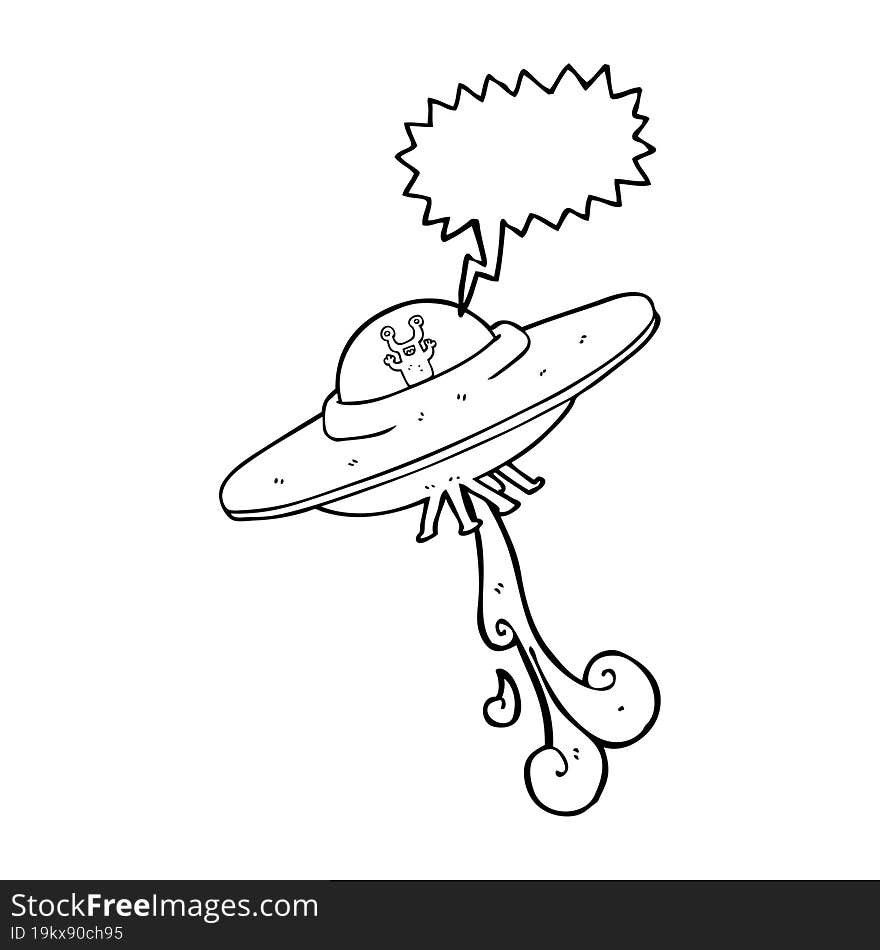 Speech Bubble Cartoon Alien Spaceship