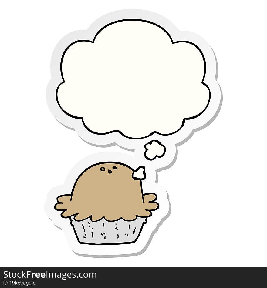 cartoon pie and thought bubble as a printed sticker