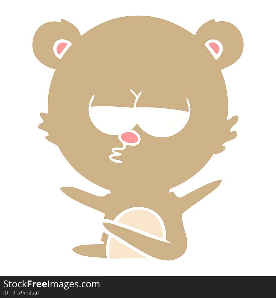 bored bear flat color style cartoon