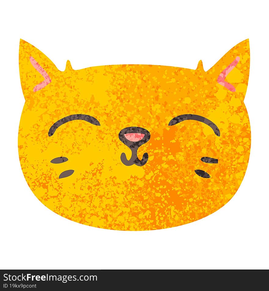 retro illustration style quirky cartoon cat face. retro illustration style quirky cartoon cat face