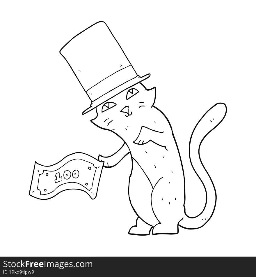 Black And White Cartoon Rich Cat