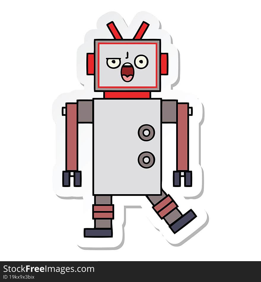 sticker of a cute cartoon robot