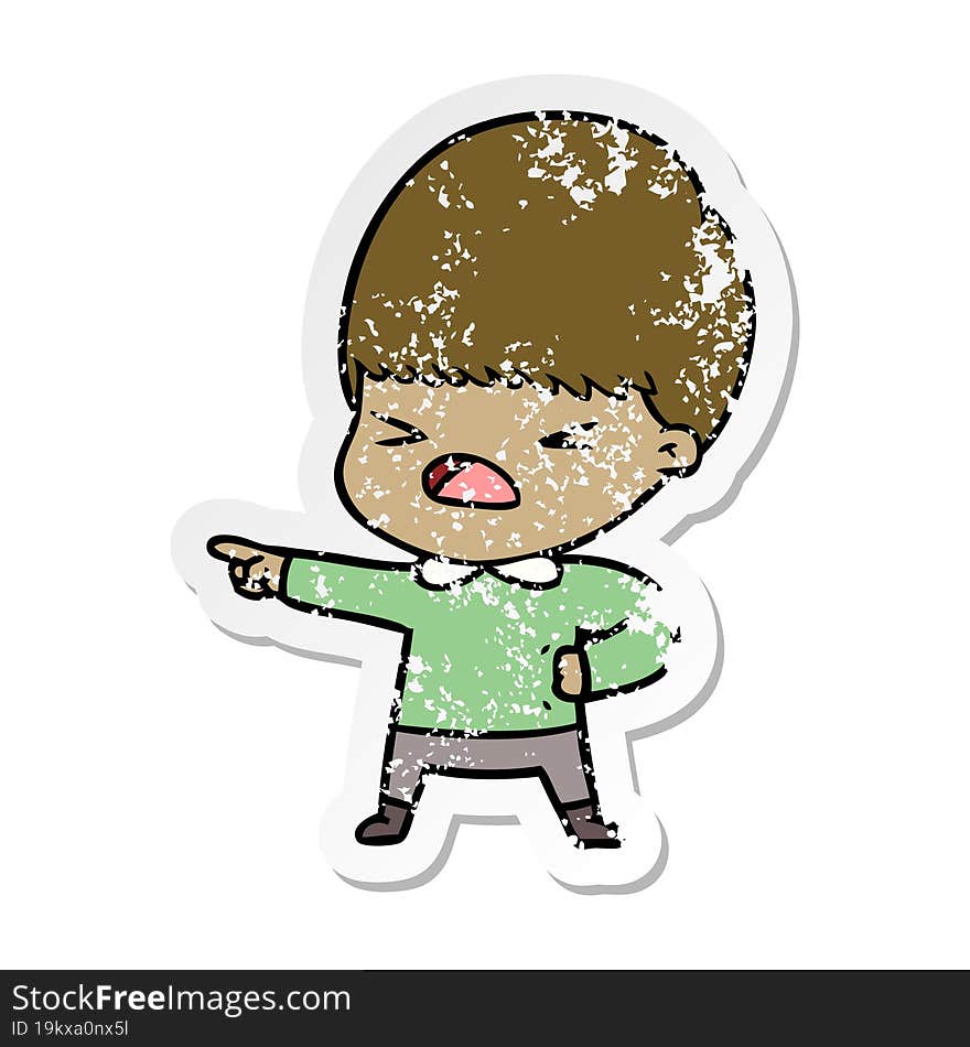 distressed sticker of a cartoon stressed man