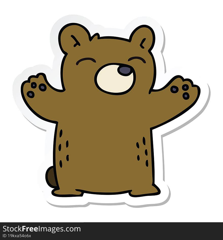 sticker of a quirky hand drawn cartoon bear