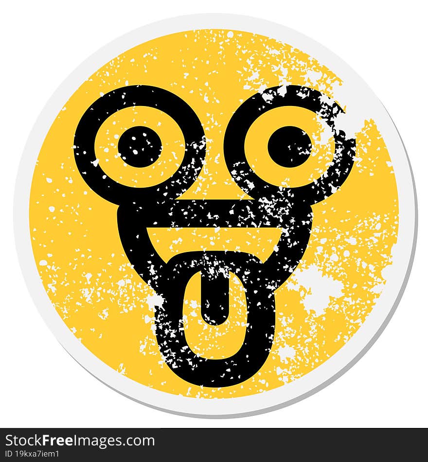 crazy staring face circular sticker