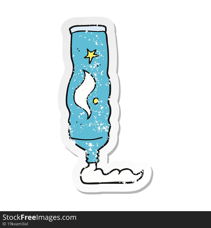 retro distressed sticker of a cartoon toothpaste tube