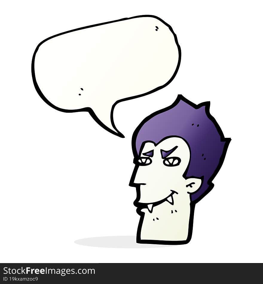 cartoon vampire face with speech bubble