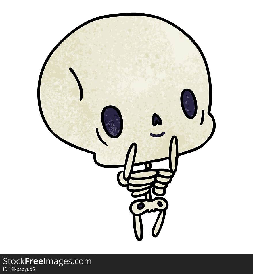 textured cartoon kawaii cute dead skeleton