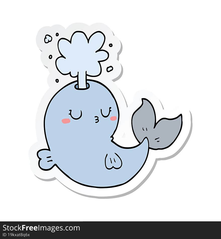 Sticker Of A Cartoon Whale Spouting Water