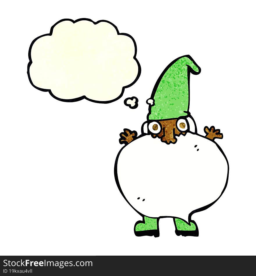 Cartoon Tiny Santa With Thought Bubble