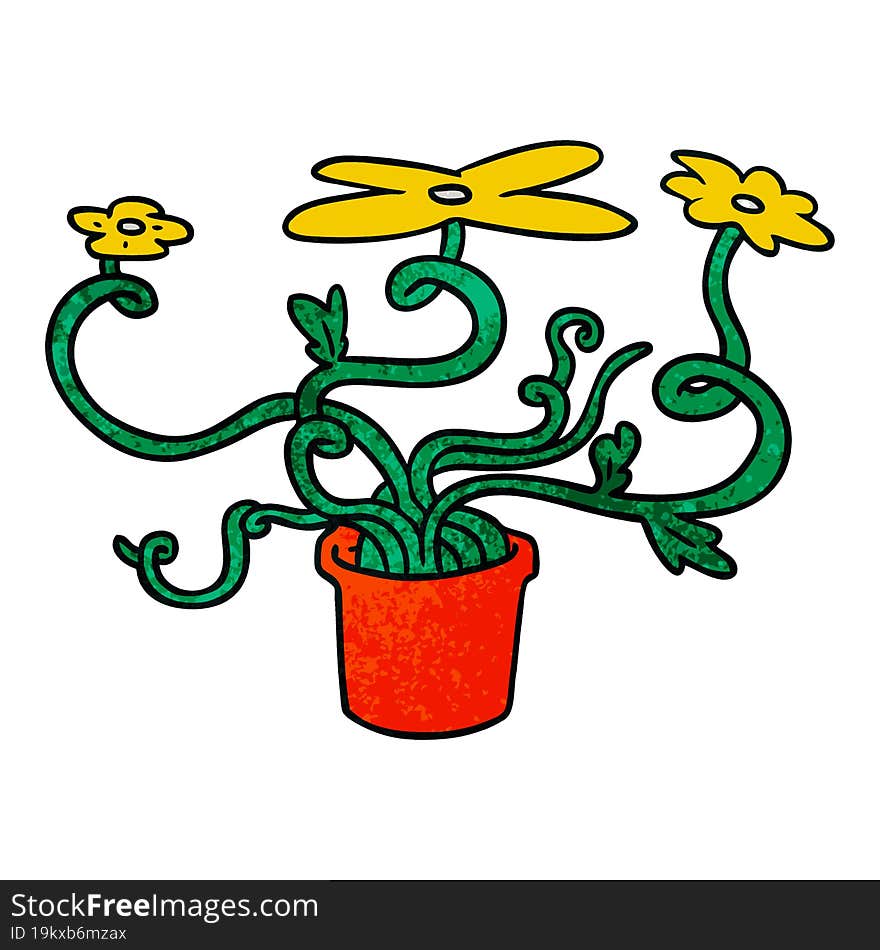 hand drawn textured cartoon doodle of a flower plant