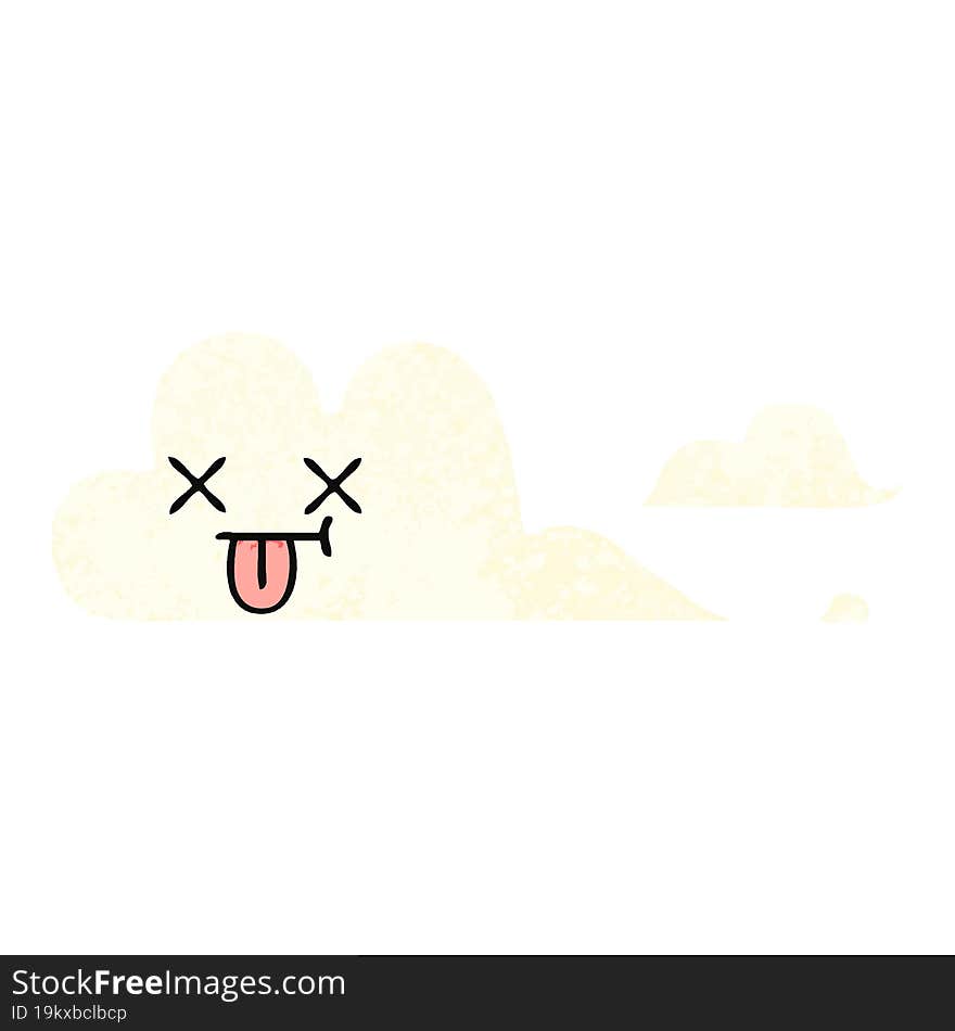 retro illustration style cartoon of a cloud