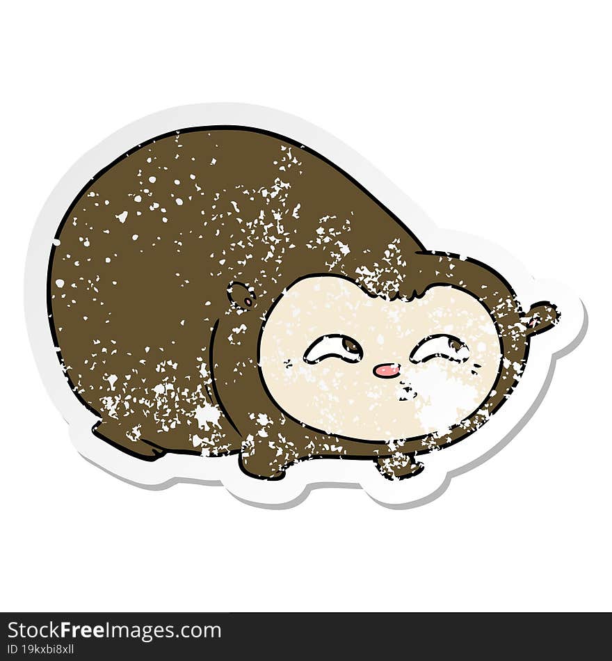 distressed sticker of a cartoon wombat