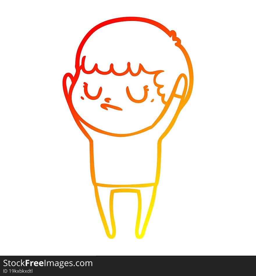 warm gradient line drawing cartoon grumpy boy