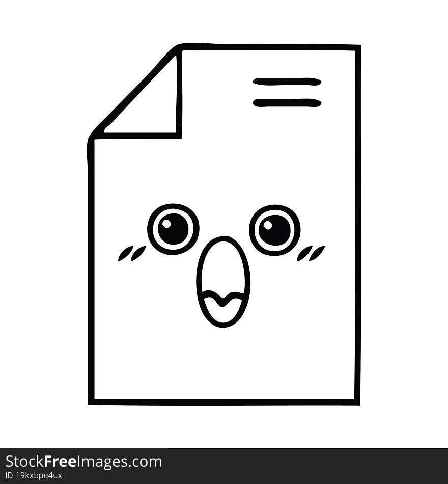 Line Drawing Cartoon Shocked Paper Document