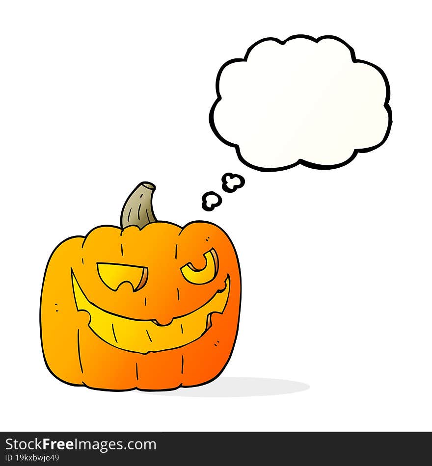 Thought Bubble Cartoon Halloween Pumpkin