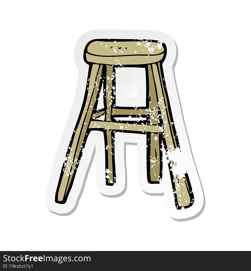 retro distressed sticker of a cartoon wooden stool