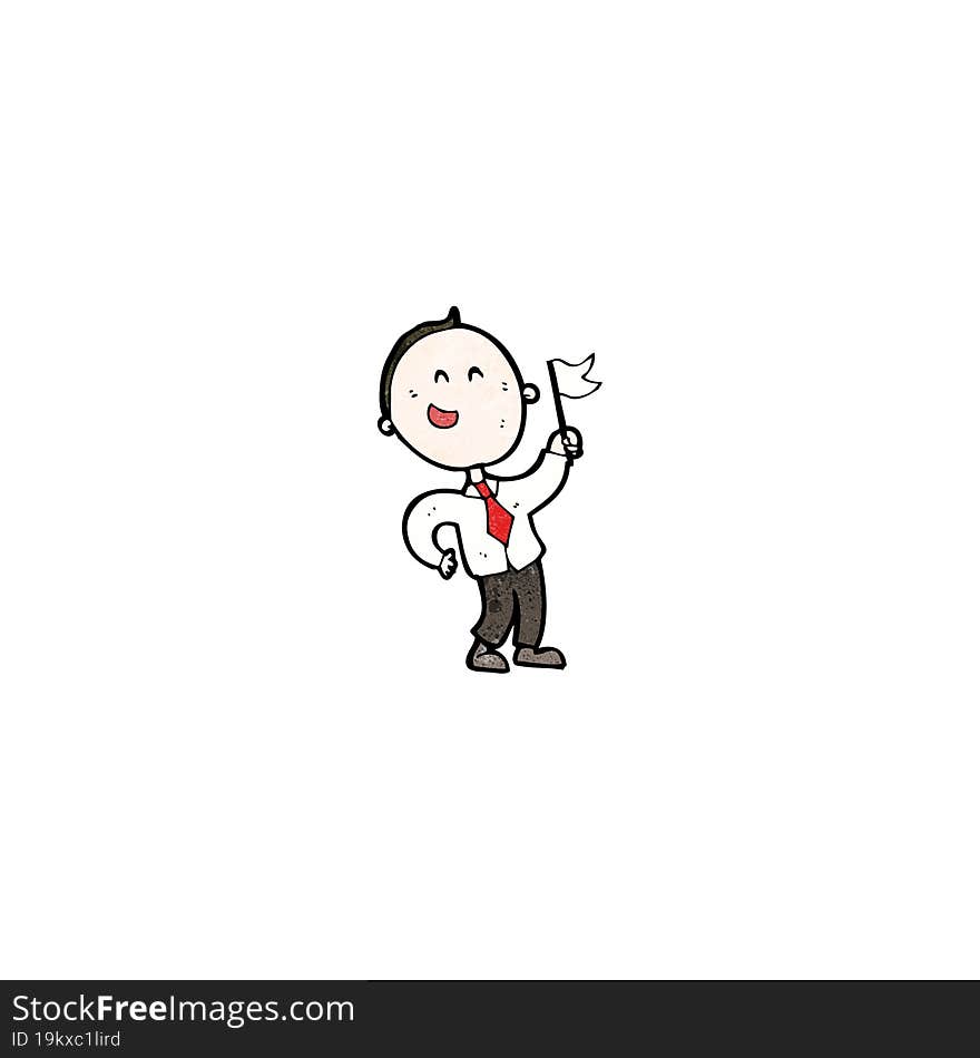 cartoon man waving white flag