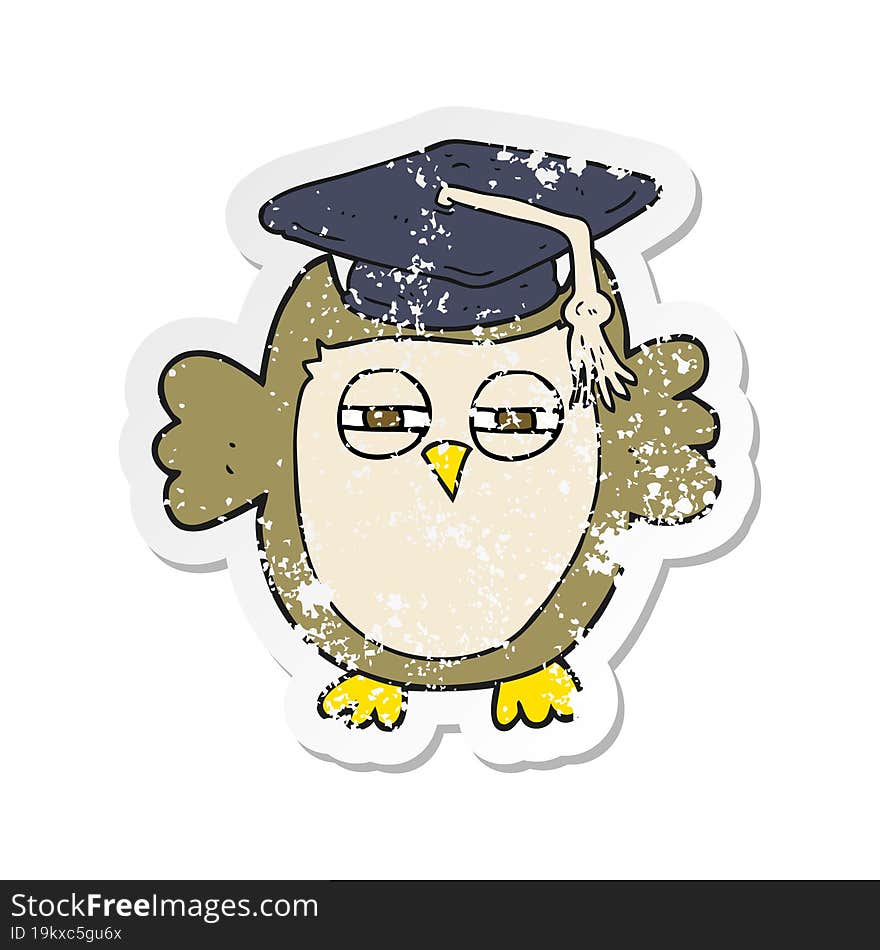 retro distressed sticker of a cartoon clever owl