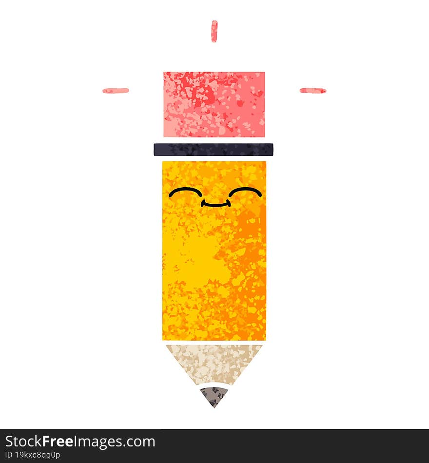 retro illustration style cartoon of a pencil