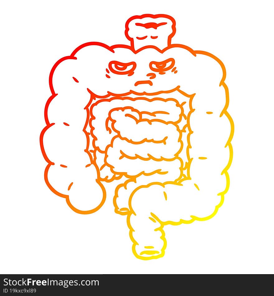 warm gradient line drawing of a cartoon intestines