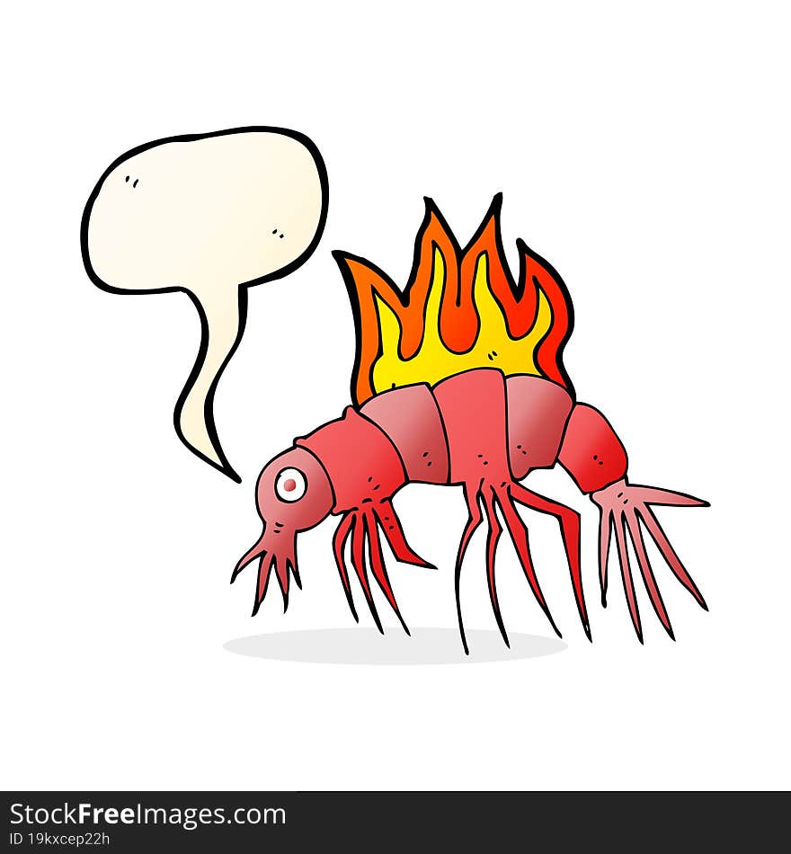 cartoon hot shrimp with speech bubble