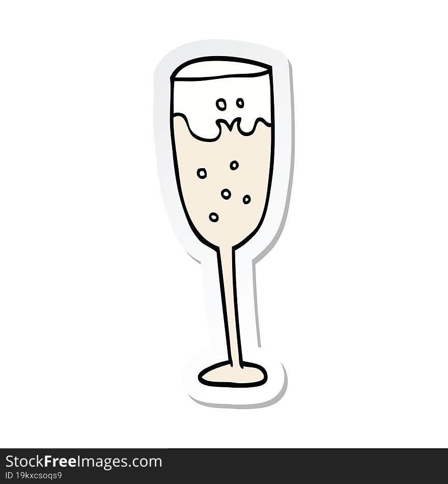 sticker of a cartoon champagne glass