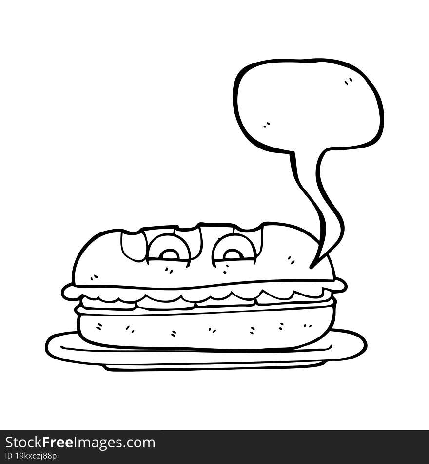 Speech Bubble Cartoon Sub Sandwich