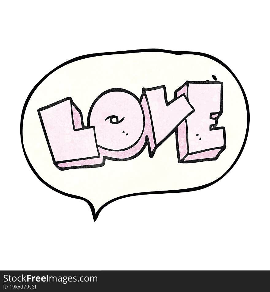 speech bubble textured cartoon love sign