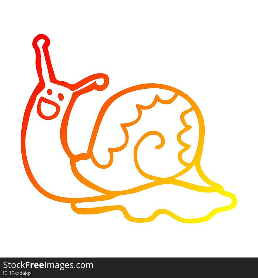 warm gradient line drawing of a cute cartoon snail