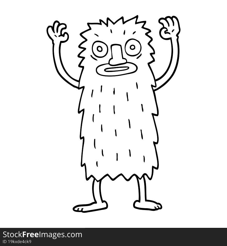 line drawing cartoon bigfoot creature